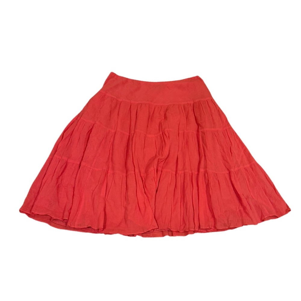 American Living Womenā Coral Pink Tiered Cotton Mini Skirt Size L Boho Summer